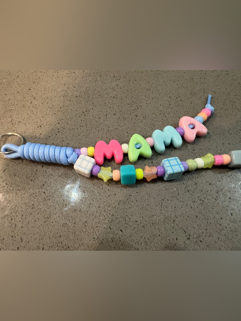 Handmade Pastel 'MAM' Beaded Necklace for Kids - Multicolor